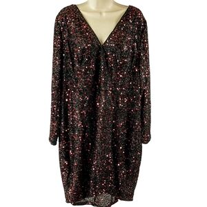 Sequin Long Sleeves V-Neck Dress